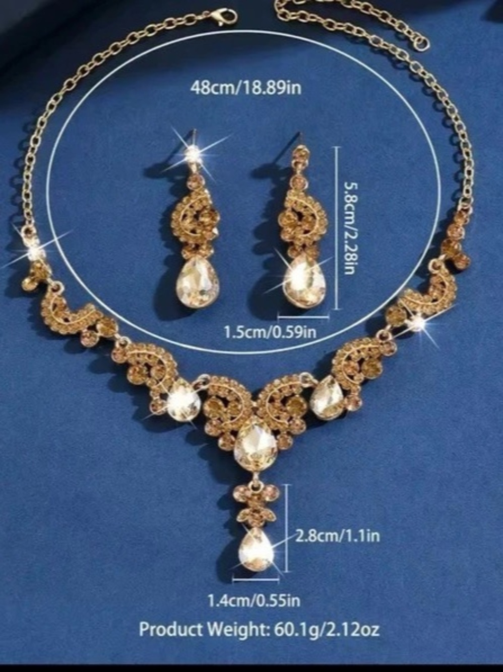 New Blue Rhinestone Jewelry Set - Picture 2 of 2